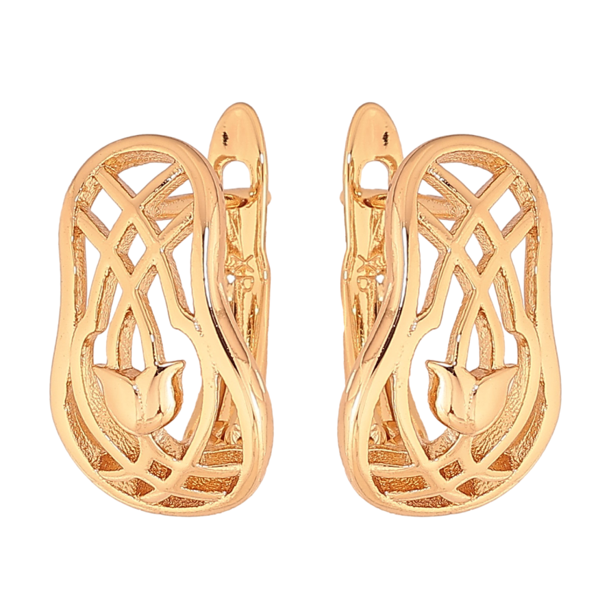 Сережки Xuping колір Позолота 18К англійський замок "Декоративний візерунок" фото №1