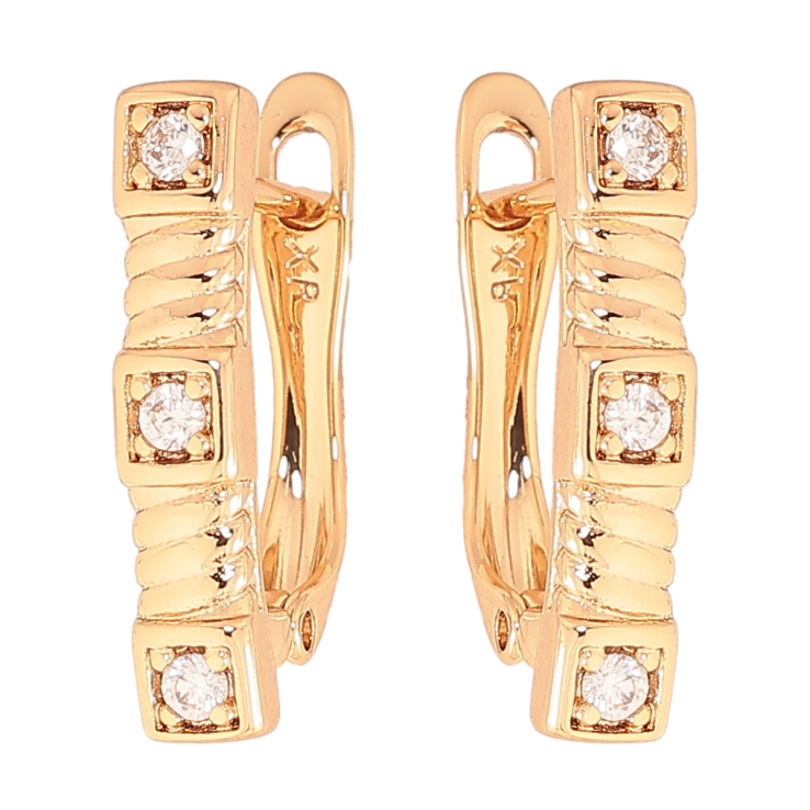 Сережки Xuping колір Позолота 18К англійський замок "Візерунок з кристалами" фото №23 Сережки Xuping колір Позолота 18К англійський замок "Візерунок з кристалами" фото №23