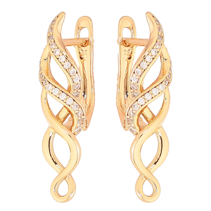 Сережки Xuping колір Позолота 18K англійський замок "Декоративний візерунок із кристалами" фото №8