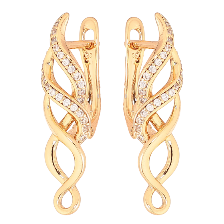 Серьги Xuping цвет Позолота 18K английский замок "Декоративный узор с кристаллами" фото №1