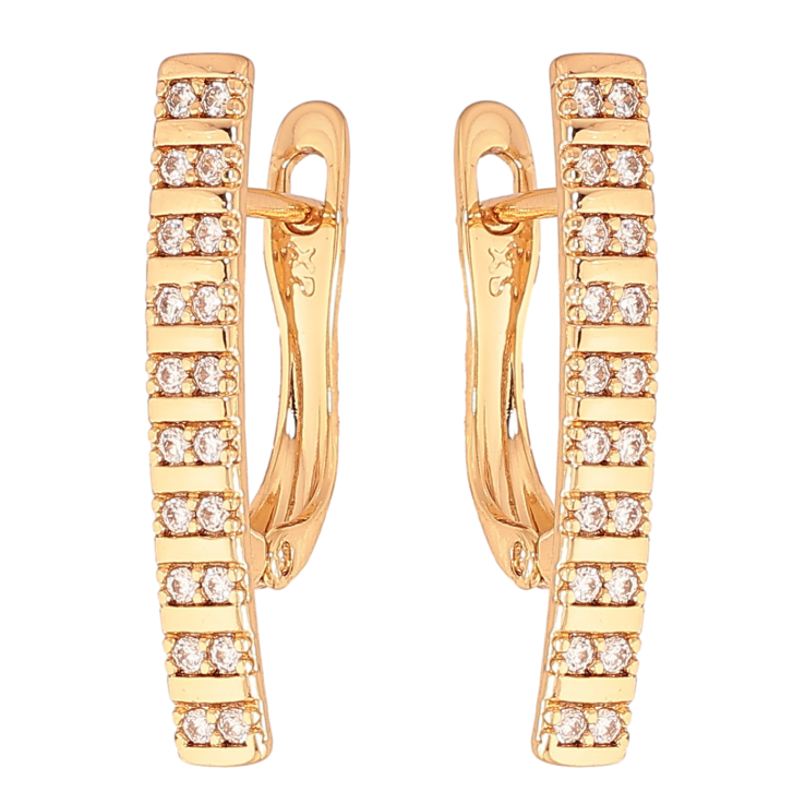 Сережки Xuping колір Позолота 18К англійський замок "Візерунок з кристалами" фото №13 Сережки Xuping колір Позолота 18К англійський замок "Візерунок з кристалами" фото №13