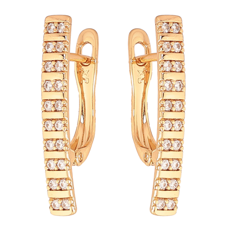 Сережки Xuping колір Позолота 18К англійський замок "Візерунок з кристалами" фото №1