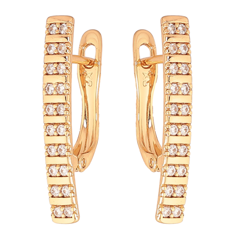 Сережки Xuping колір Позолота 18К англійський замок "Візерунок з кристалами" фото №1