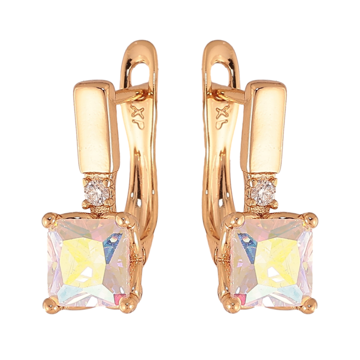 Серьги Xuping цвет Позолота 18K английский замок "Радужные кристаллы" фото №20