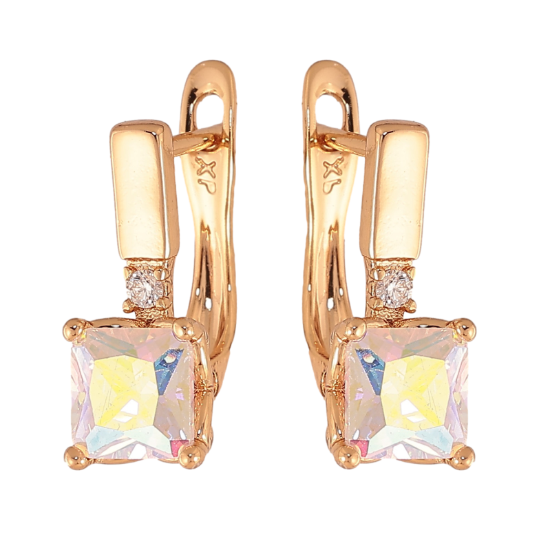 Серьги Xuping цвет Позолота 18K английский замок "Радужные кристаллы" фото №1