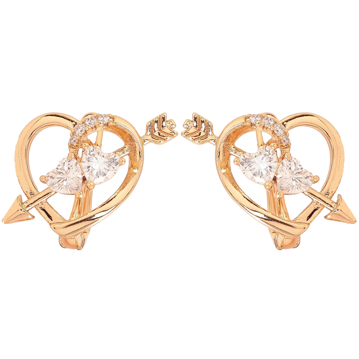 Серьги Xuping цвет Позолота 18K английский замок "Сердечки со стрелами" фото №9