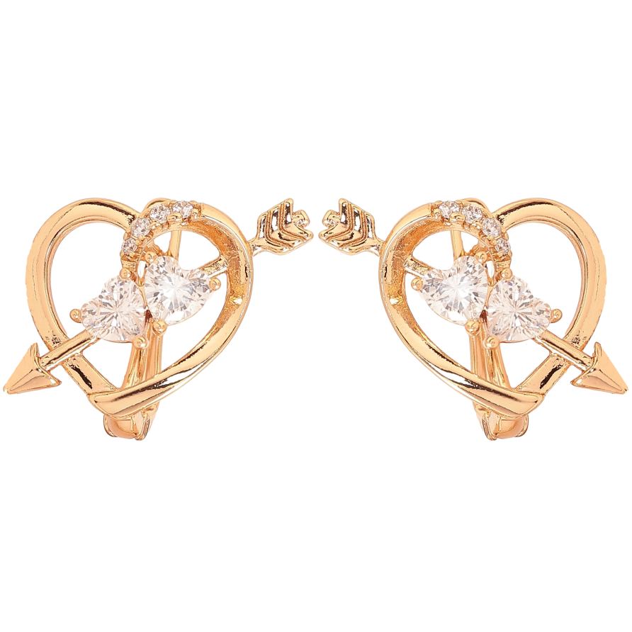 Серьги Xuping цвет Позолота 18K английский замок "Сердечки со стрелами" фото №1