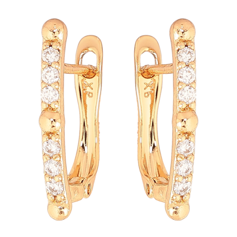 Серьги Xuping цвет Позолота 18К английский замок "Дорожки кристаллов" фото №1 Серьги Xuping цвет Позолота 18К английский замок "Дорожки кристаллов" фото №1