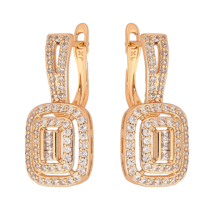 Серьги Xuping цвет Позолота 18К английский замок "Инкрустация кристаллами" фото №25 Серьги Xuping цвет Позолота 18К английский замок "Инкрустация кристаллами" фото №25