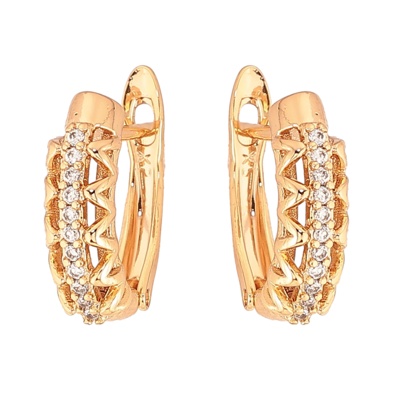 Сережки Xuping колір Позолота 18К англійський замок "Візерунок з кристалами" фото №23