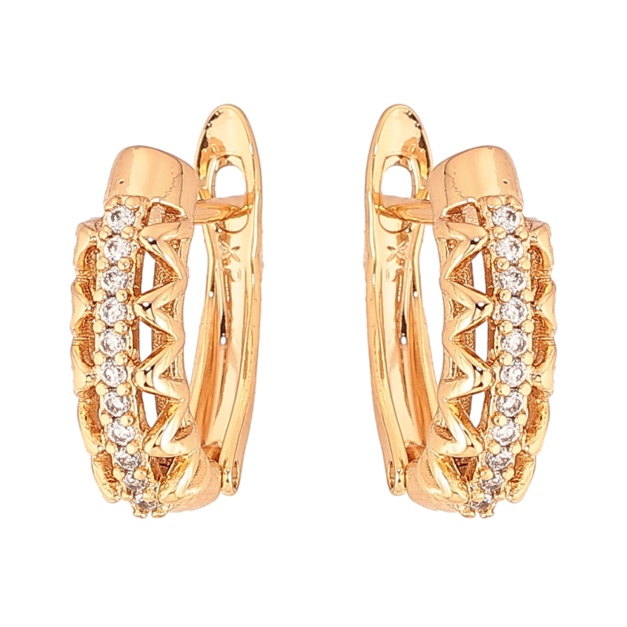 Сережки Xuping колір Позолота 18К англійський замок "Візерунок з кристалами" фото №1