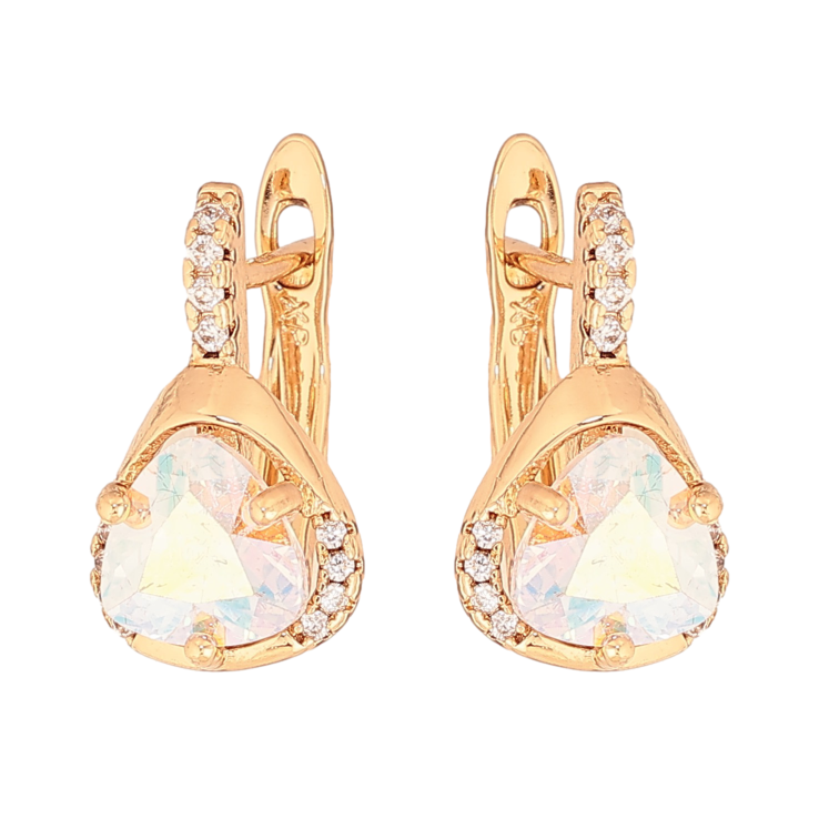 Сережки Xuping колір Позолота 18К англійський замок "Візерунок з райдужними кристалами" фото №24 Сережки Xuping колір Позолота 18К англійський замок "Візерунок з райдужними кристалами" фото №24