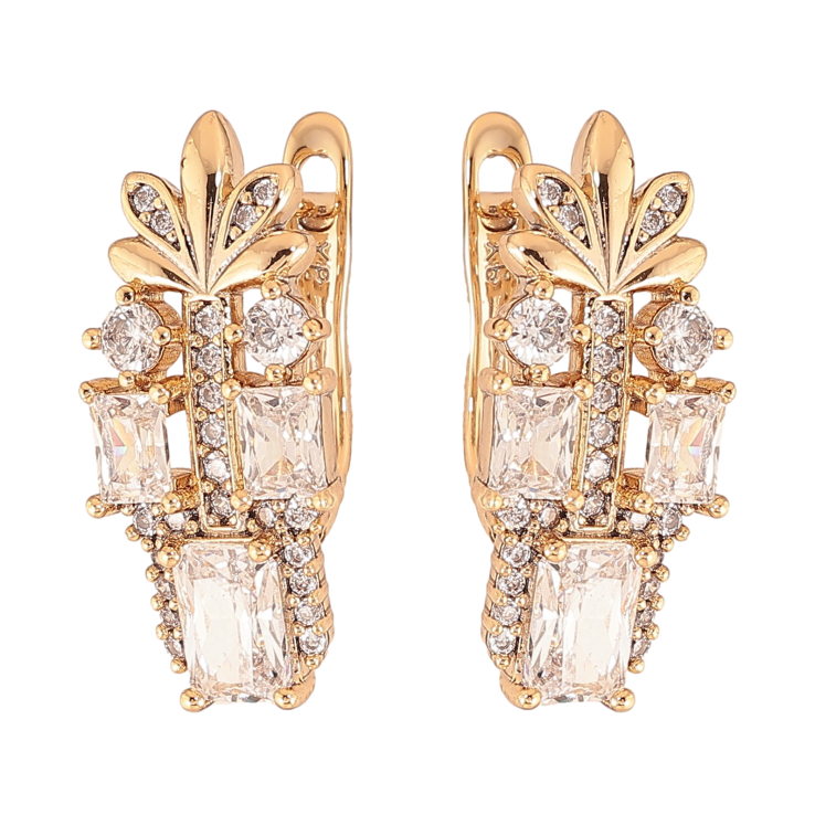 Серьги Xuping цвет Позолота 18K английский замок "Инкрустация кристаллами" фото №10