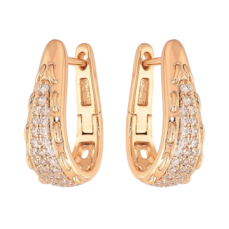 Серьги Xuping цвет Позолота 18К английский замок "Инкрустация кристаллами" фото №20