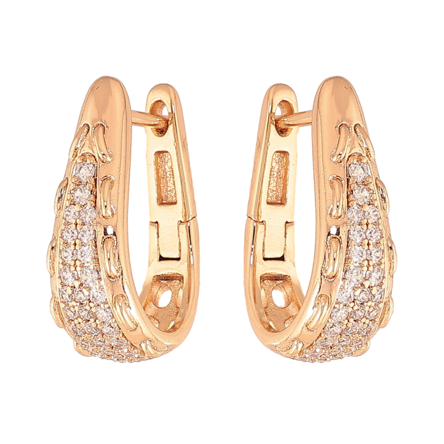 Серьги Xuping цвет Позолота 18К английский замок "Инкрустация кристаллами" фото №1