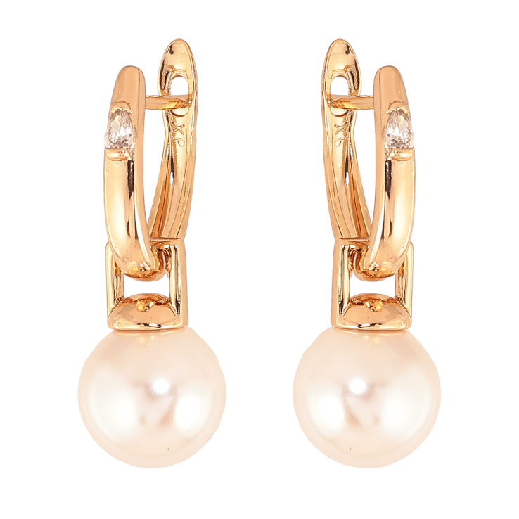 Сережки Xuping колір Позолота 18K англійський замок "Перлинні підвіски" 2 в 1 фото №22