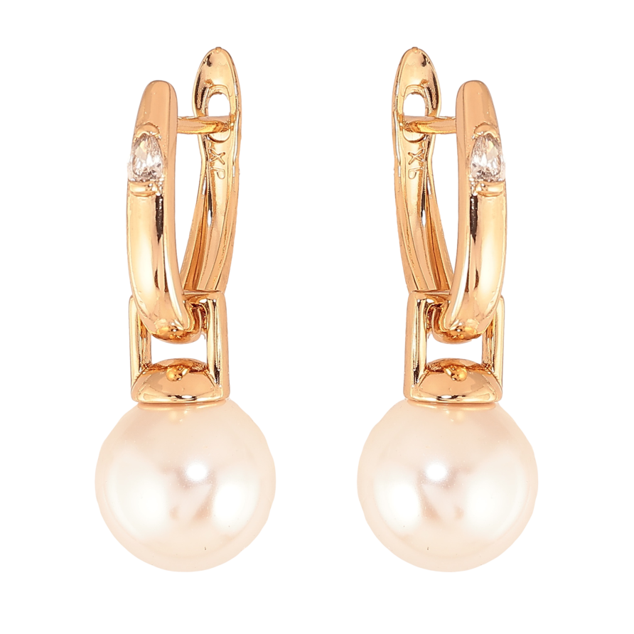 Сережки Xuping колір Позолота 18K англійський замок "Перлинні підвіски" 2 в 1 фото №1