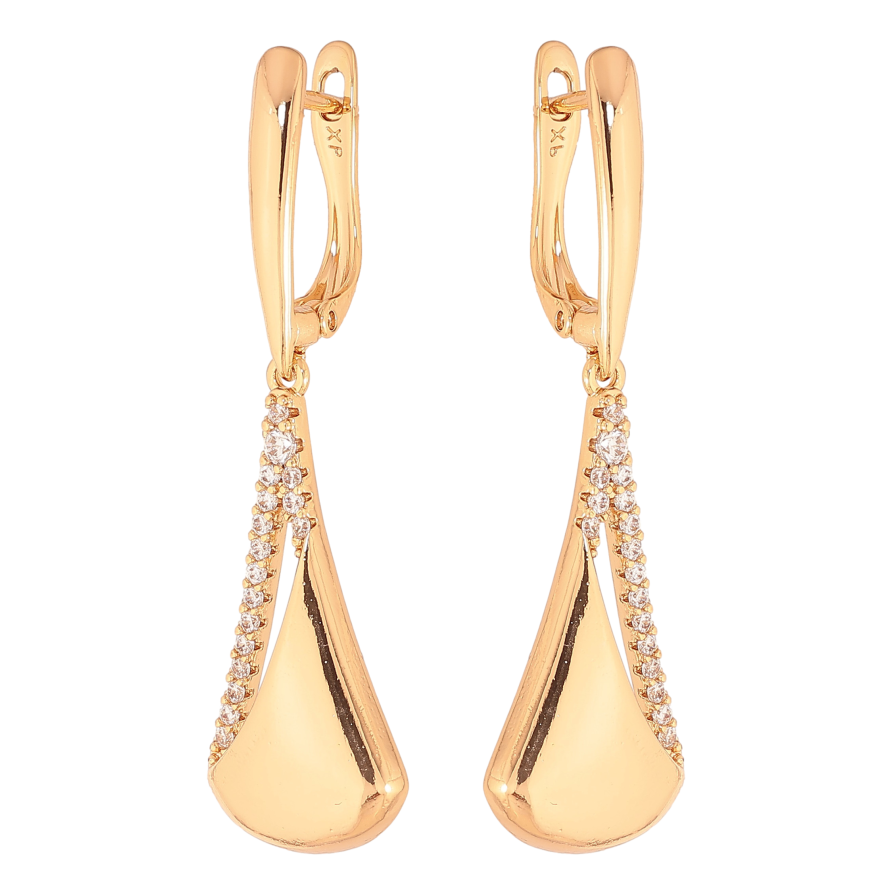 Серьги Xuping цвет Позолота 18K английский замок "Подвески с кристаллами" фото №1