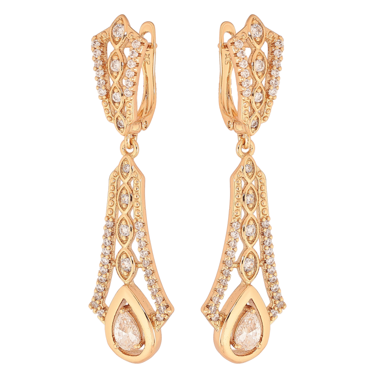 Сережки Xuping колір Позолота 18К англійський замок "Витончені підвіски з кристалами фото №25