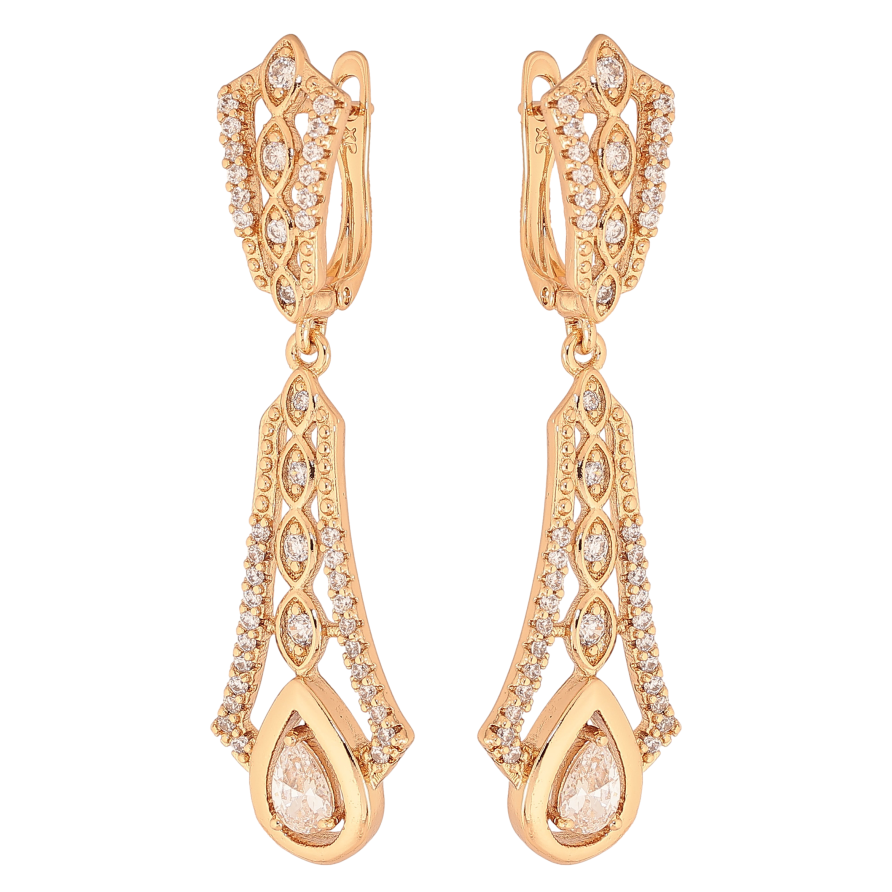 Сережки Xuping колір Позолота 18К англійський замок "Витончені підвіски з кристалами фото №1