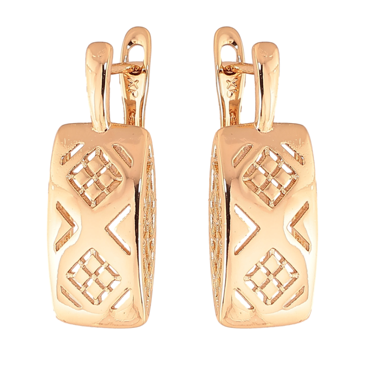 Сережки Xuping колір Позолота 18К англійський замок "Декоративний візерунок" фото №5 Сережки Xuping колір Позолота 18К англійський замок "Декоративний візерунок" фото №5