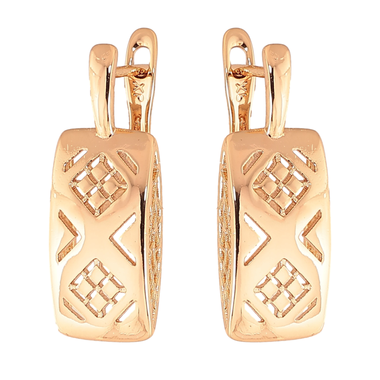 Сережки Xuping колір Позолота 18К англійський замок "Декоративний візерунок" фото №1