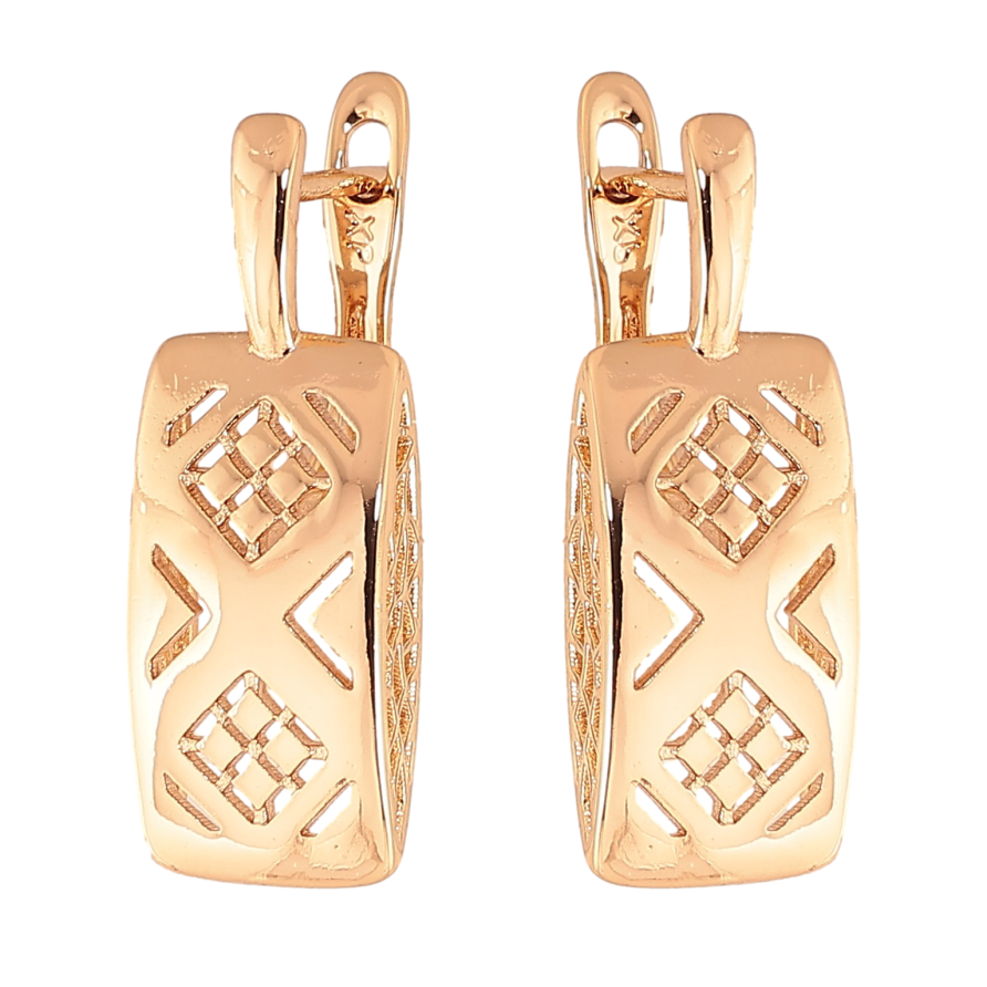 Сережки Xuping колір Позолота 18К англійський замок "Декоративний візерунок" фото №1