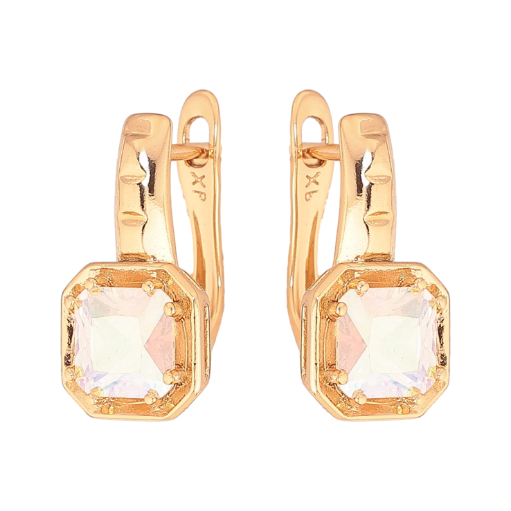 Серьги Xuping цвет Позолота 18K английский замок "Радужные кристаллы" фото №8