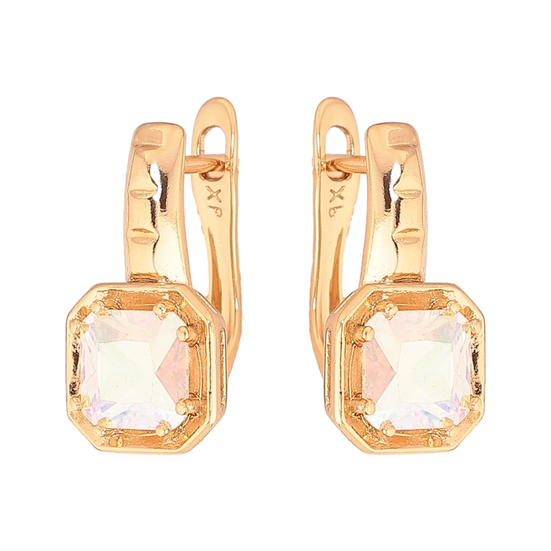 Серьги Xuping цвет Позолота 18K английский замок "Радужные кристаллы" фото №1