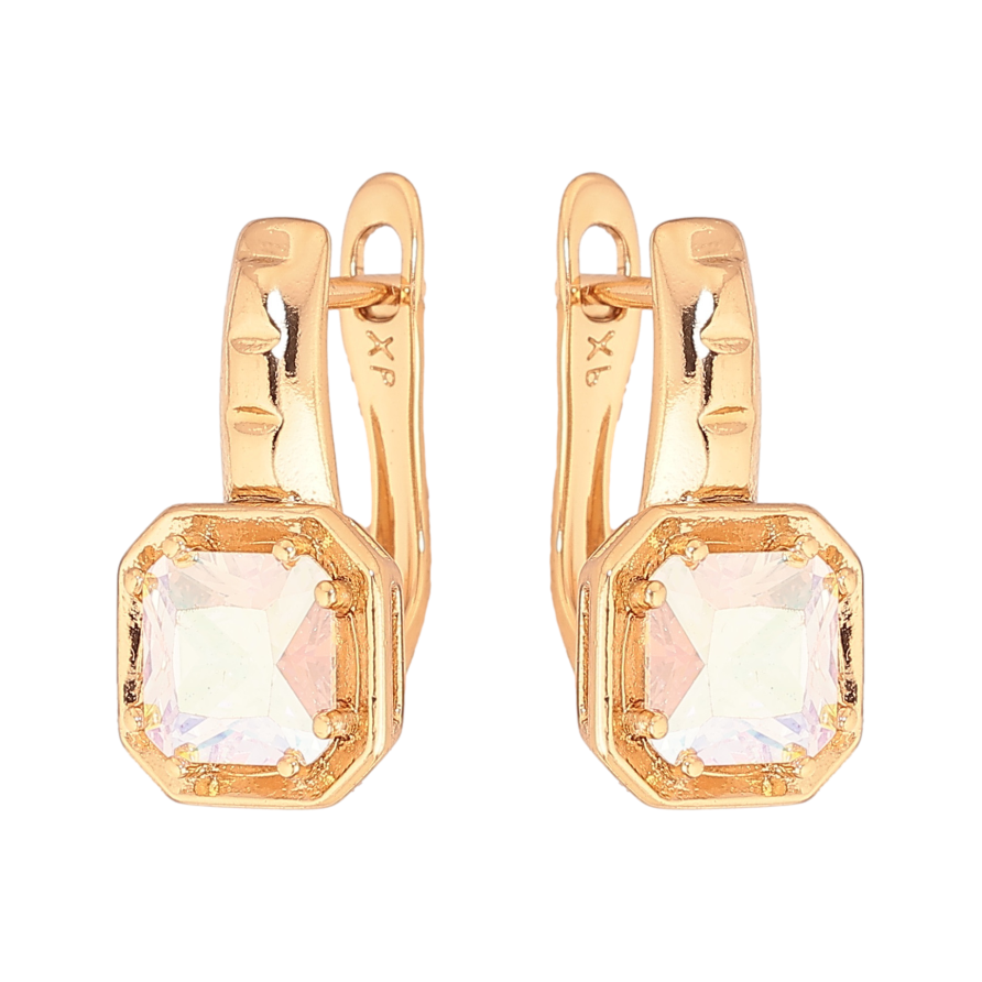 Серьги Xuping цвет Позолота 18K английский замок "Радужные кристаллы" фото №1
