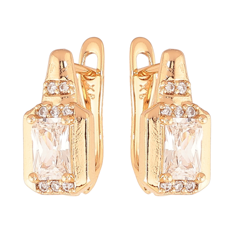 Серьги Xuping цвет Позолота 18K английский замок "Узор с кристаллами" фото №1