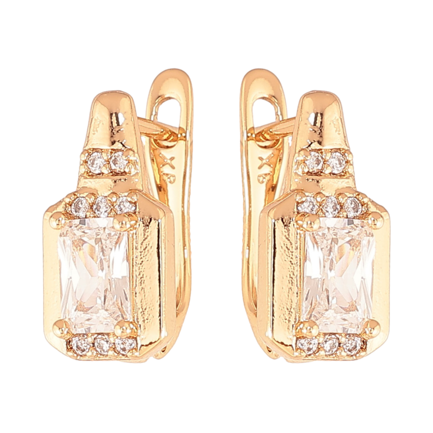 Серьги Xuping цвет Позолота 18K английский замок "Узор с кристаллами" фото №1