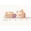 Серьги Xuping цвет Позолота 18K английский замок "Кристальные дорожки с сиреневыми кристаллами" фото №2