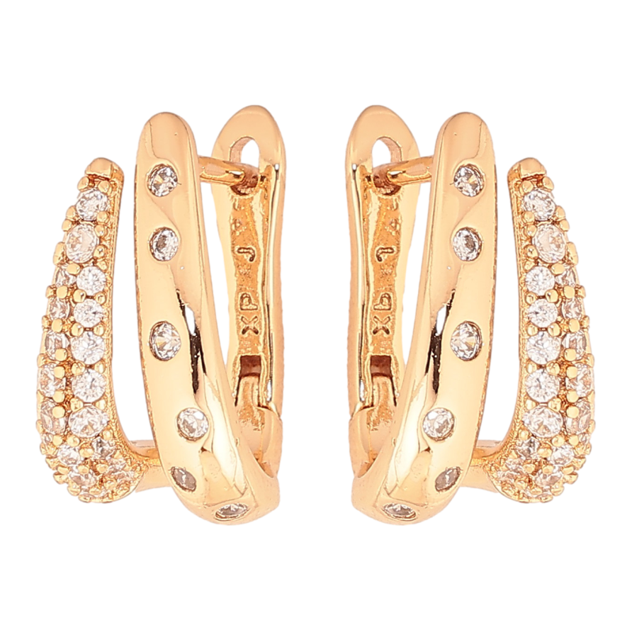 Сережки Xuping колір Позолота 18К англійський замок "Візерунок з кристалами" фото №1 Сережки Xuping колір Позолота 18К англійський замок "Візерунок з кристалами" фото №1