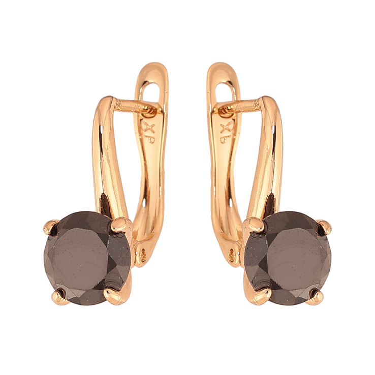 Сережки Xuping колір Позолота 18K англійський замок "Чорні кристали на дужках"  ø 7мм фото №13