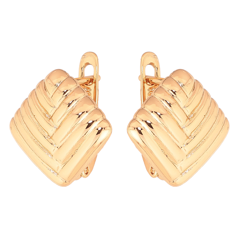 Серьги Xuping цвет Позолота 18K английский замок "Ромбы с узором" фото №1