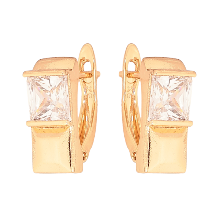 Сережки Xuping колір Позолота 18K англійський замок "Візерунок з кристалами" фото №20