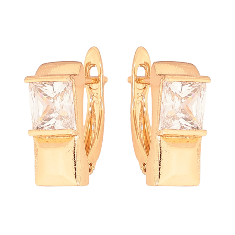 Серьги Xuping цвет Позолота 18K английский замок "Узор с кристаллами" фото №1