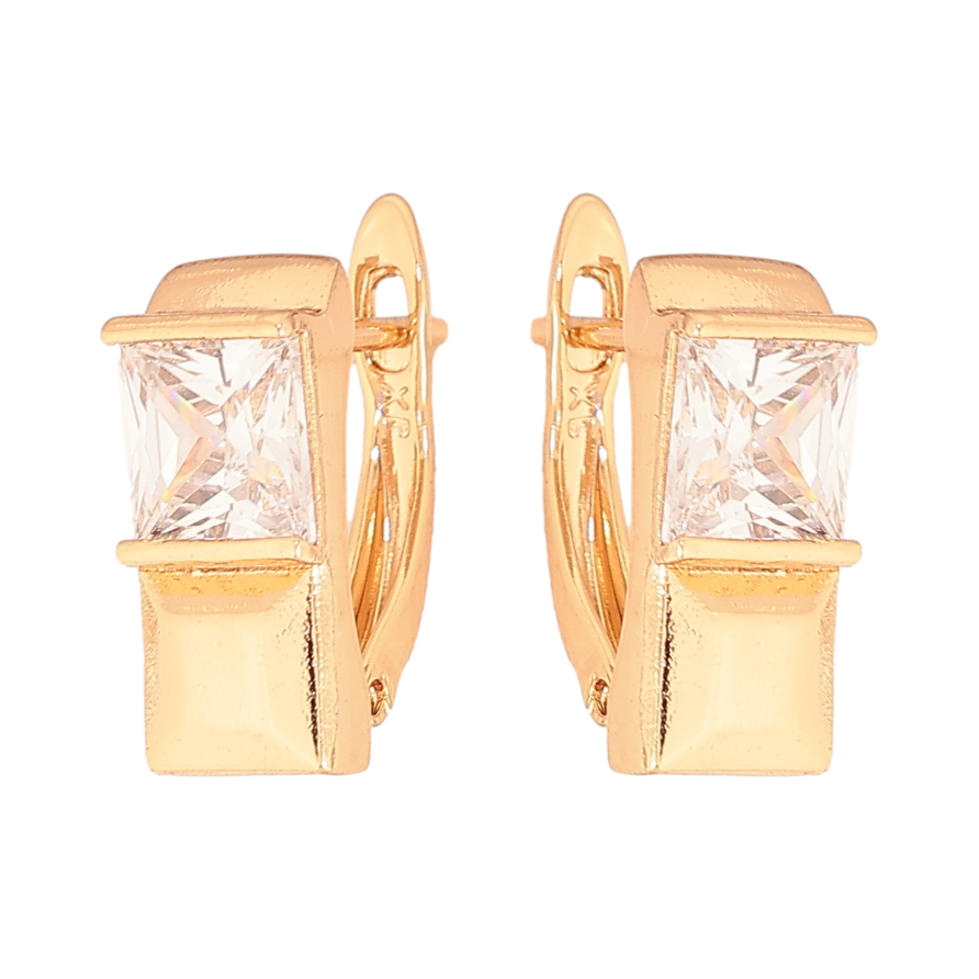 Сережки Xuping колір Позолота 18K англійський замок "Візерунок з кристалами" фото №1