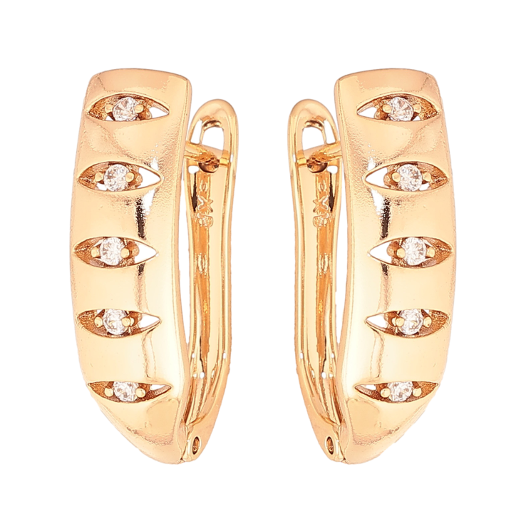 Сережки Xuping колір Позолота 18K англійський замок "Візерунок з кристалами" фото №17