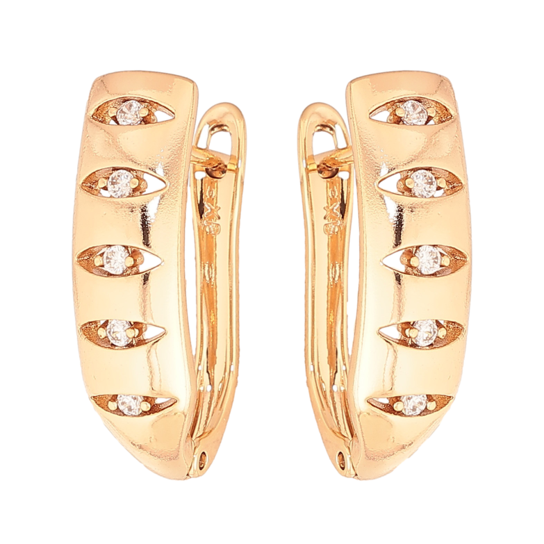 Сережки Xuping колір Позолота 18K англійський замок "Візерунок з кристалами" фото №11