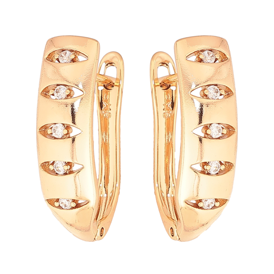 Сережки Xuping колір Позолота 18K англійський замок "Візерунок з кристалами" фото №1