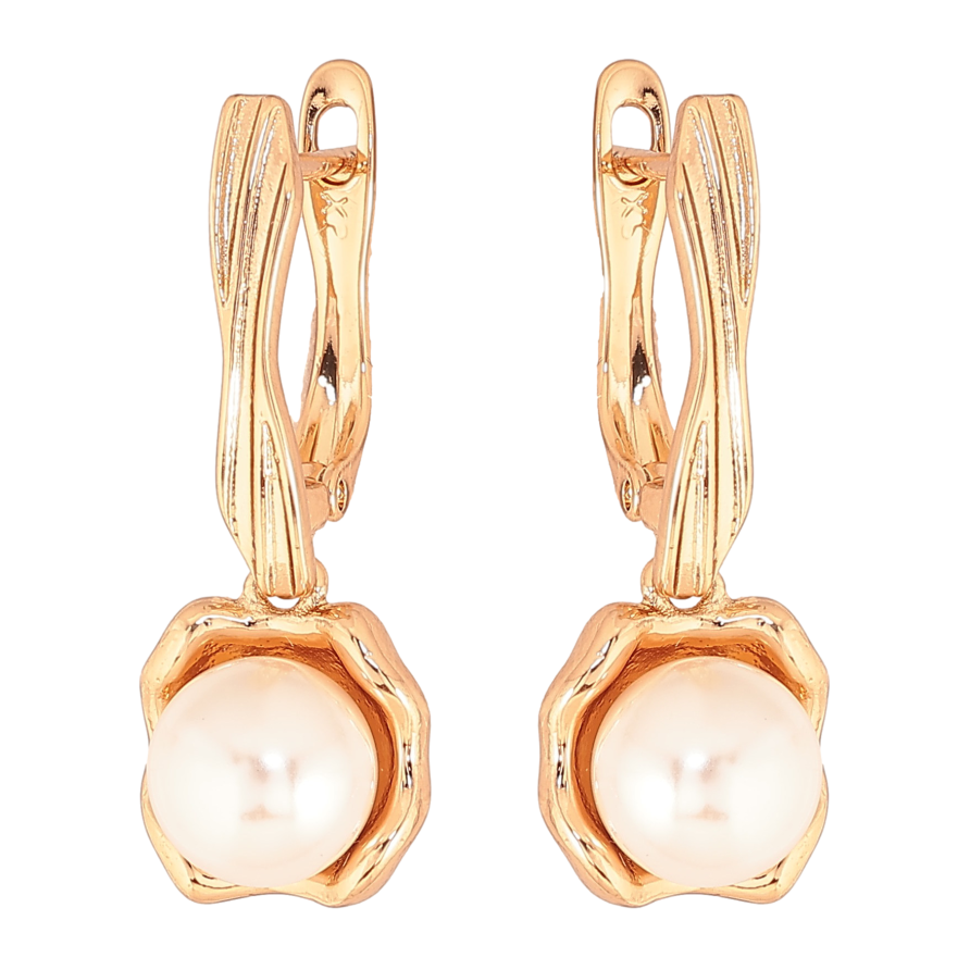 Сережки Xuping колір Позолота 18К англійський замок "Перлинні підвіски" фото №1 Сережки Xuping колір Позолота 18К англійський замок "Перлинні підвіски" фото №1