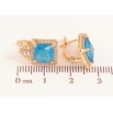 Сережки Xuping колір Позолота 18K англійський замок "Візерунок з блакитними кристалами" фото №2