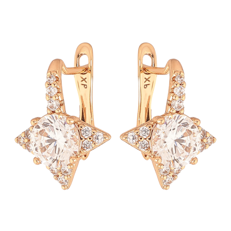 Серьги Xuping цвет Позолота 18K английский замок "Узор с кристаллами" фото №24