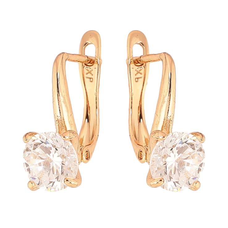 Сережки Xuping колір Позолота 18K англійський замок "Кристали на дужках"  ø 7мм фото №14