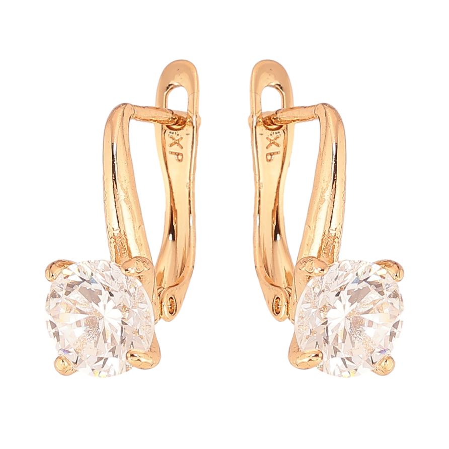 Сережки Xuping колір Позолота 18K англійський замок "Кристали на дужках" ø 7мм фото №1 Сережки Xuping колір Позолота 18K англійський замок "Кристали на дужках" ø 7мм фото №1