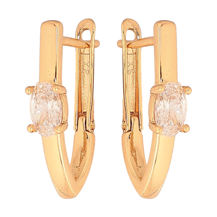 Серьги Xuping цвет Позолота 18К английский замок "Скобы с кристаллами" фото №13 Серьги Xuping цвет Позолота 18К английский замок "Скобы с кристаллами" фото №13