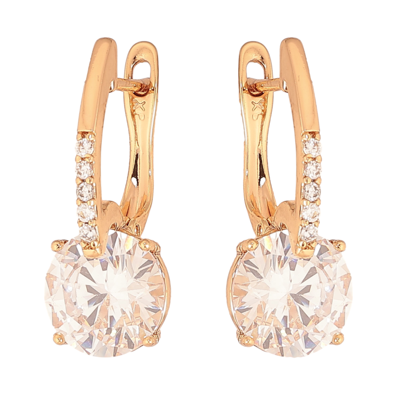 Сережки Xuping колір Позолота 18К англійський замок "Візерунок з кристалами" фото №1