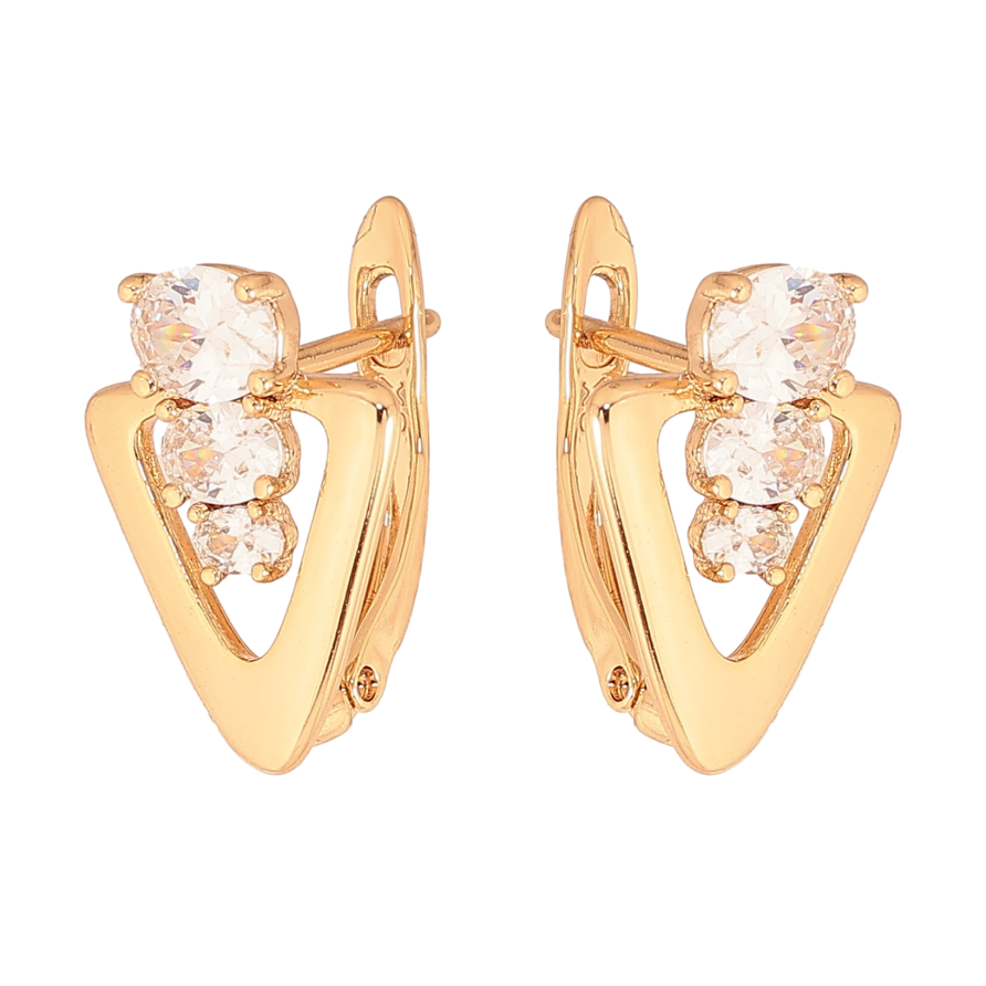 Серьги Xuping цвет Позолота 18К английский замок "Узор с кристаллами" фото №1